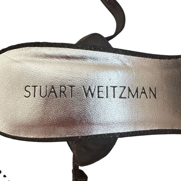 Stuart Weitzman Black Glitter Sashay Platform Sandals Size 7.5 - Picture 9 of 11